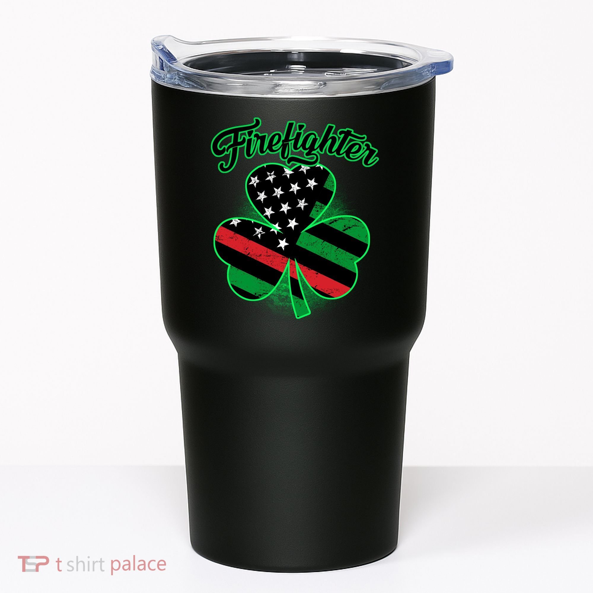 Firefighter St. Patrick's Day Red Line Clover Tumbler