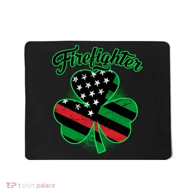 Firefighter St. Patrick's Day Red Line Clover Mousepad