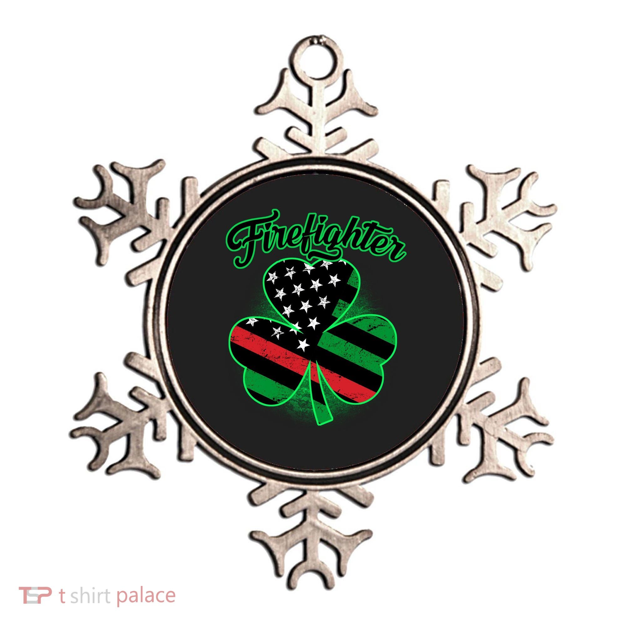 Firefighter St. Patrick's Day Red Line Clover Ornament