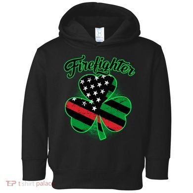 Firefighter St. Patrick's Day Red Line Clover Toddler Hoodie