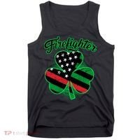 Firefighter St. Patrick's Day Red Line Clover Tank Top thumb 0