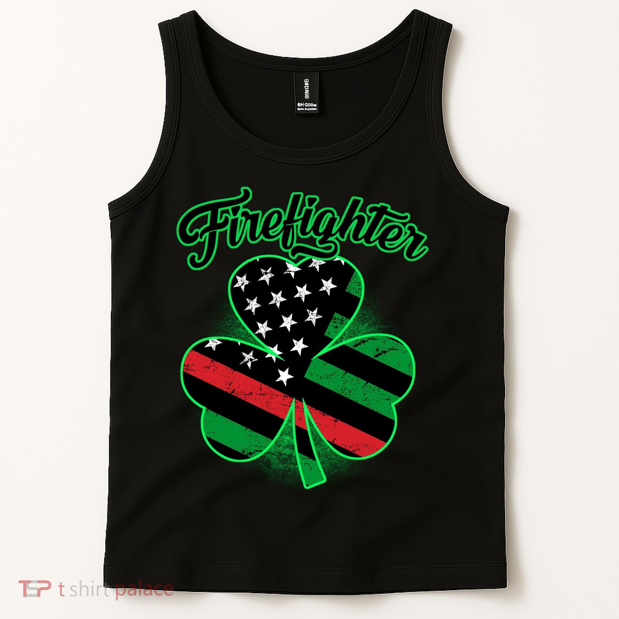 Firefighter St. Patrick's Day Red Line Clover Tank Top