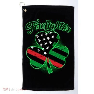 Firefighter St. Patrick's Day Red Line Clover Golf Towel