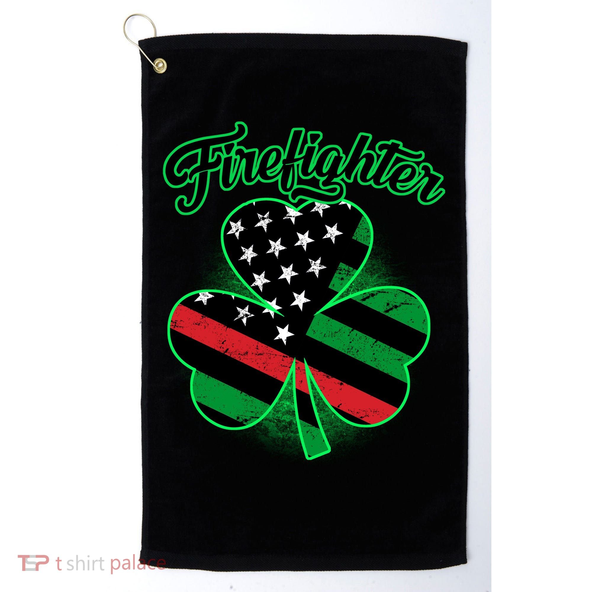 Firefighter St. Patrick's Day Red Line Clover Golf Towel
