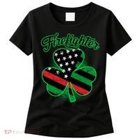 Firefighter St. Patrick's Day Red Line Clover Women's T-Shirt thumb 0
