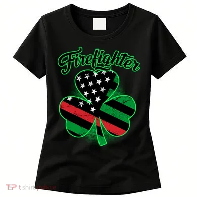 Firefighter St. Patrick's Day Red Line Clover Women's T-Shirt