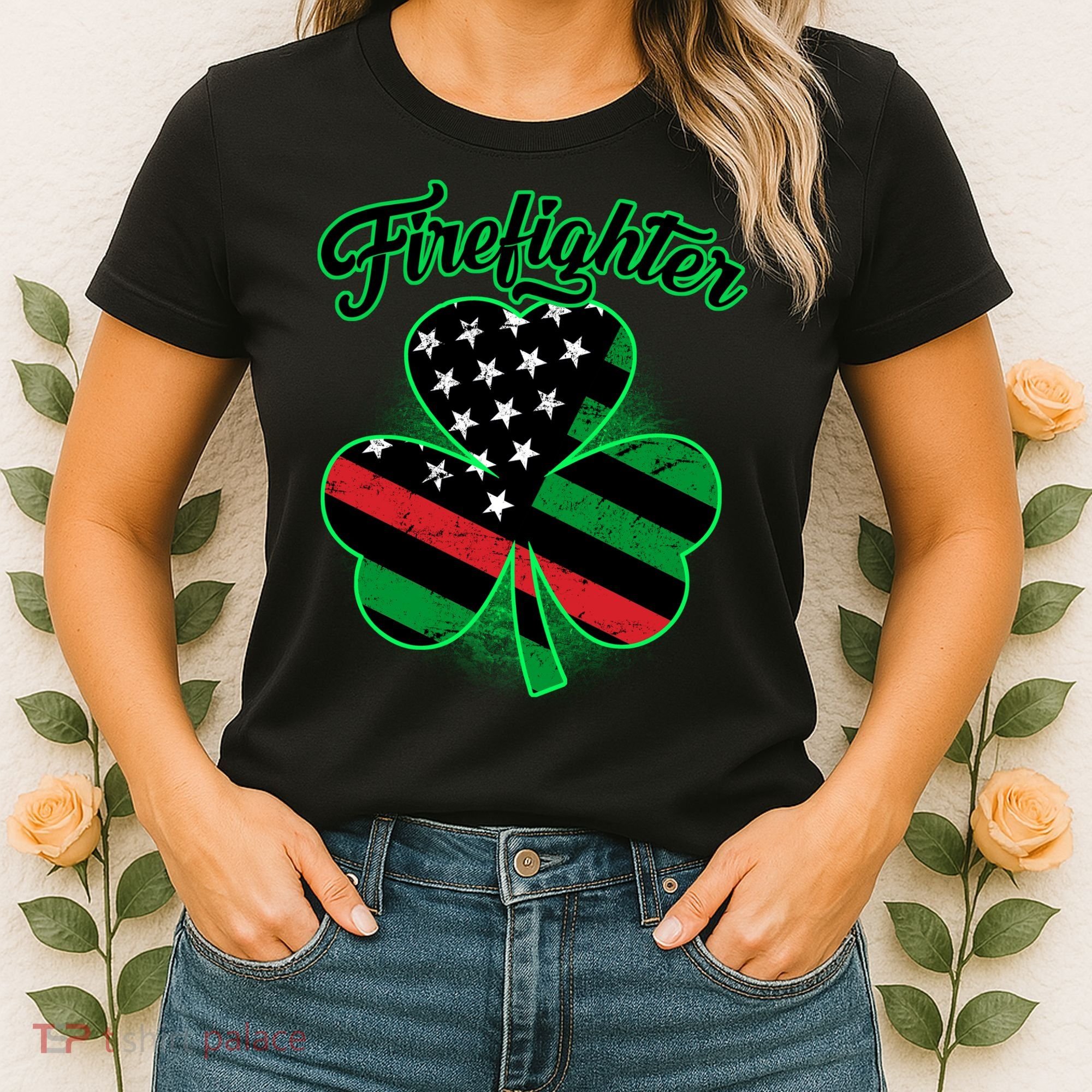 Firefighter St. Patrick's Day Red Line Clover Women's T-Shirt