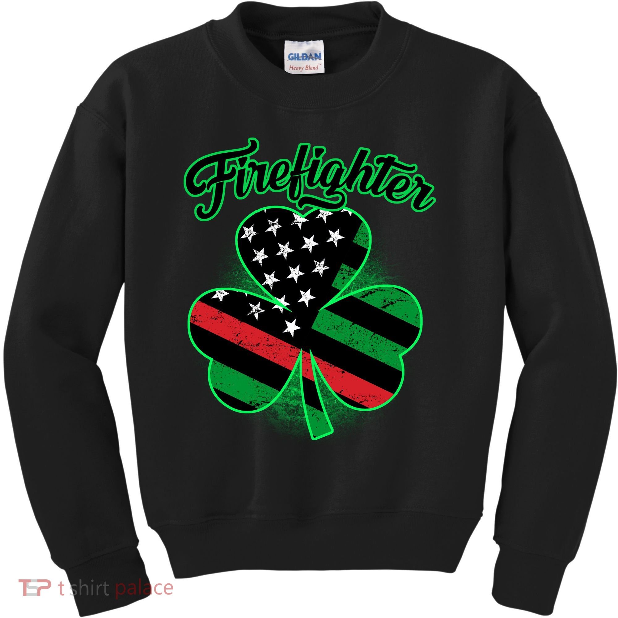 Firefighter St. Patrick's Day Red Line Clover Kids Sweatshirt