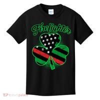 Firefighter St. Patrick's Day Red Line Clover Kids T-Shirt thumb 0