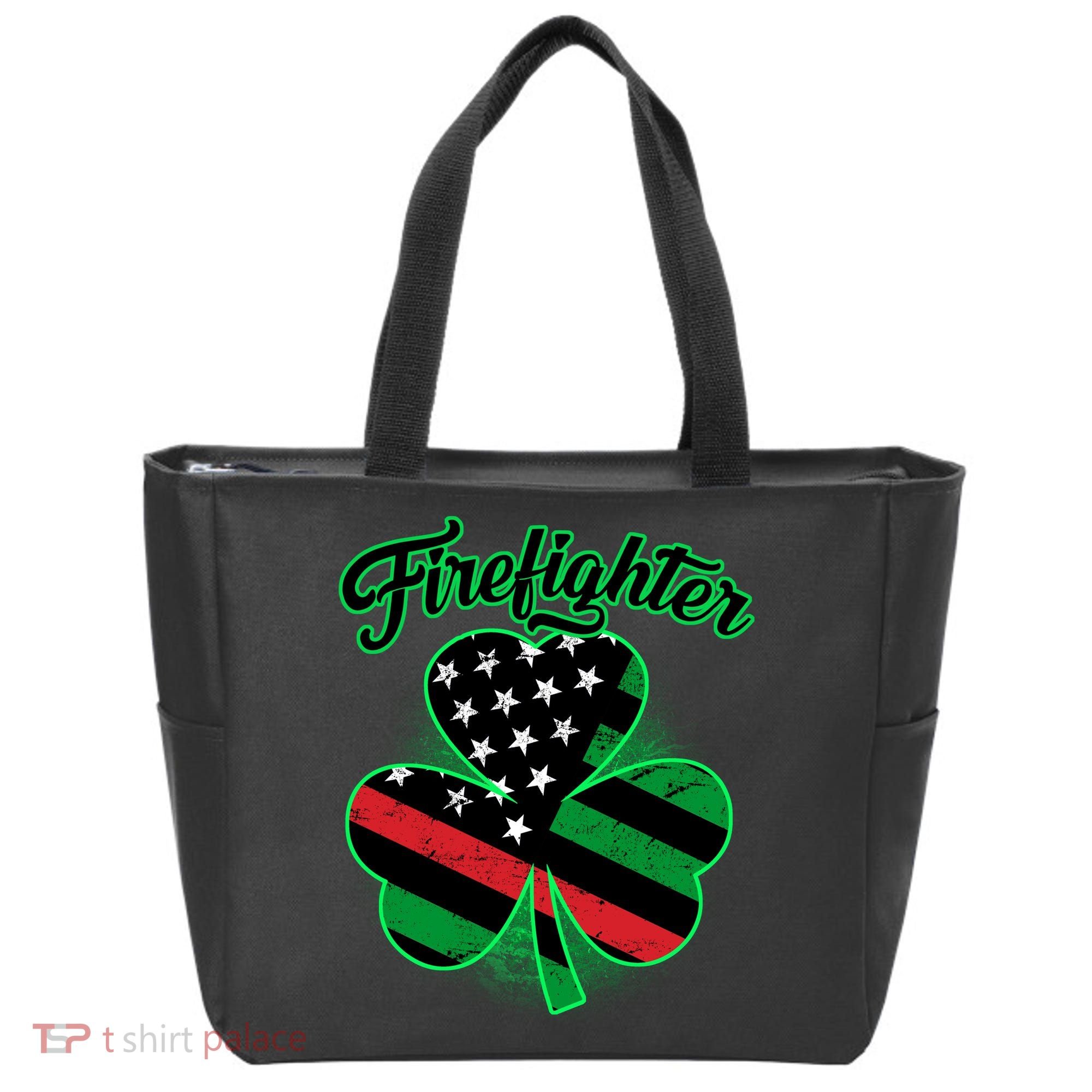 Firefighter St. Patrick's Day Red Line Clover Tote Bag