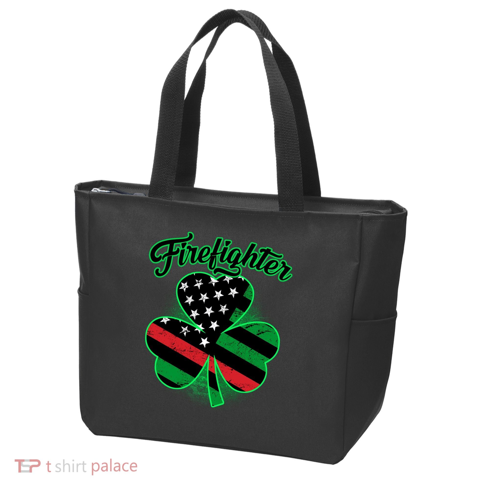 Firefighter St. Patrick's Day Red Line Clover Tote Bag