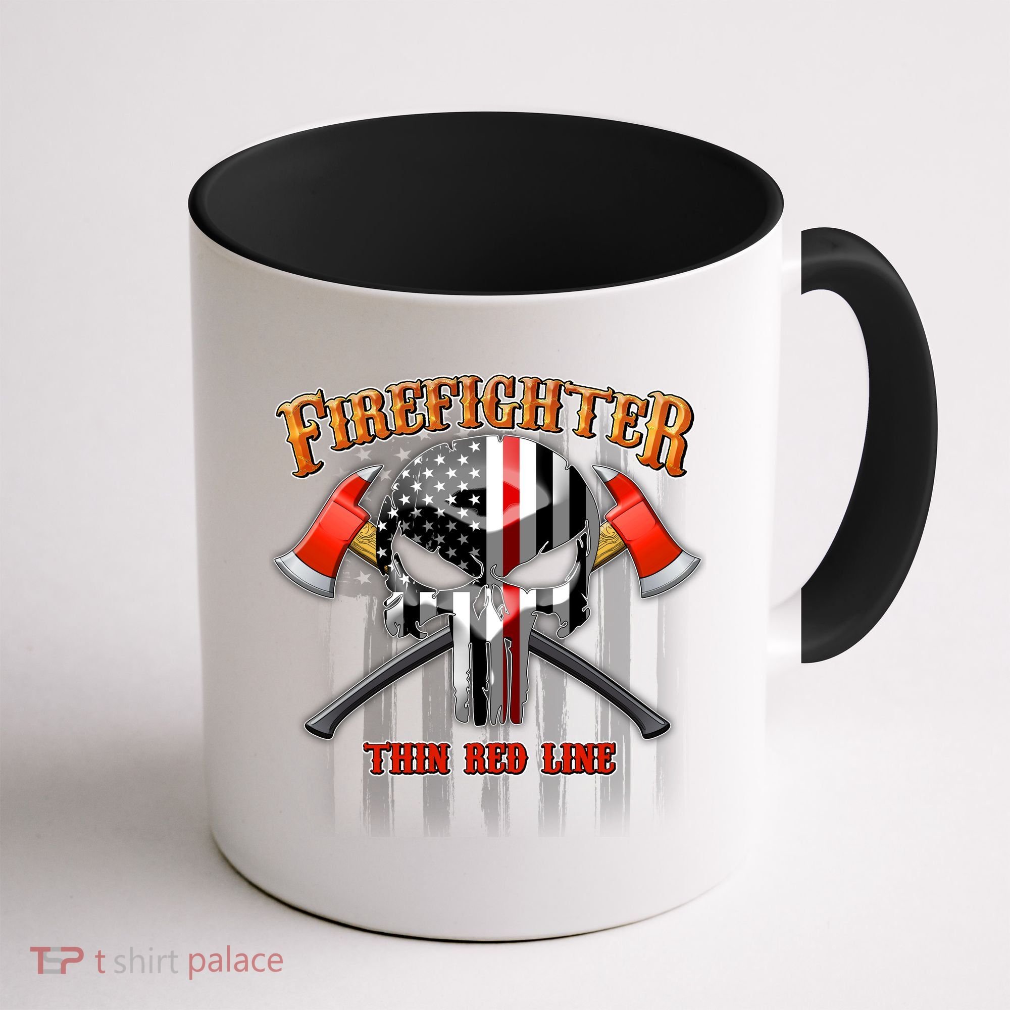 Firefighter Thin Red Line Flag Skull Coffee Mug