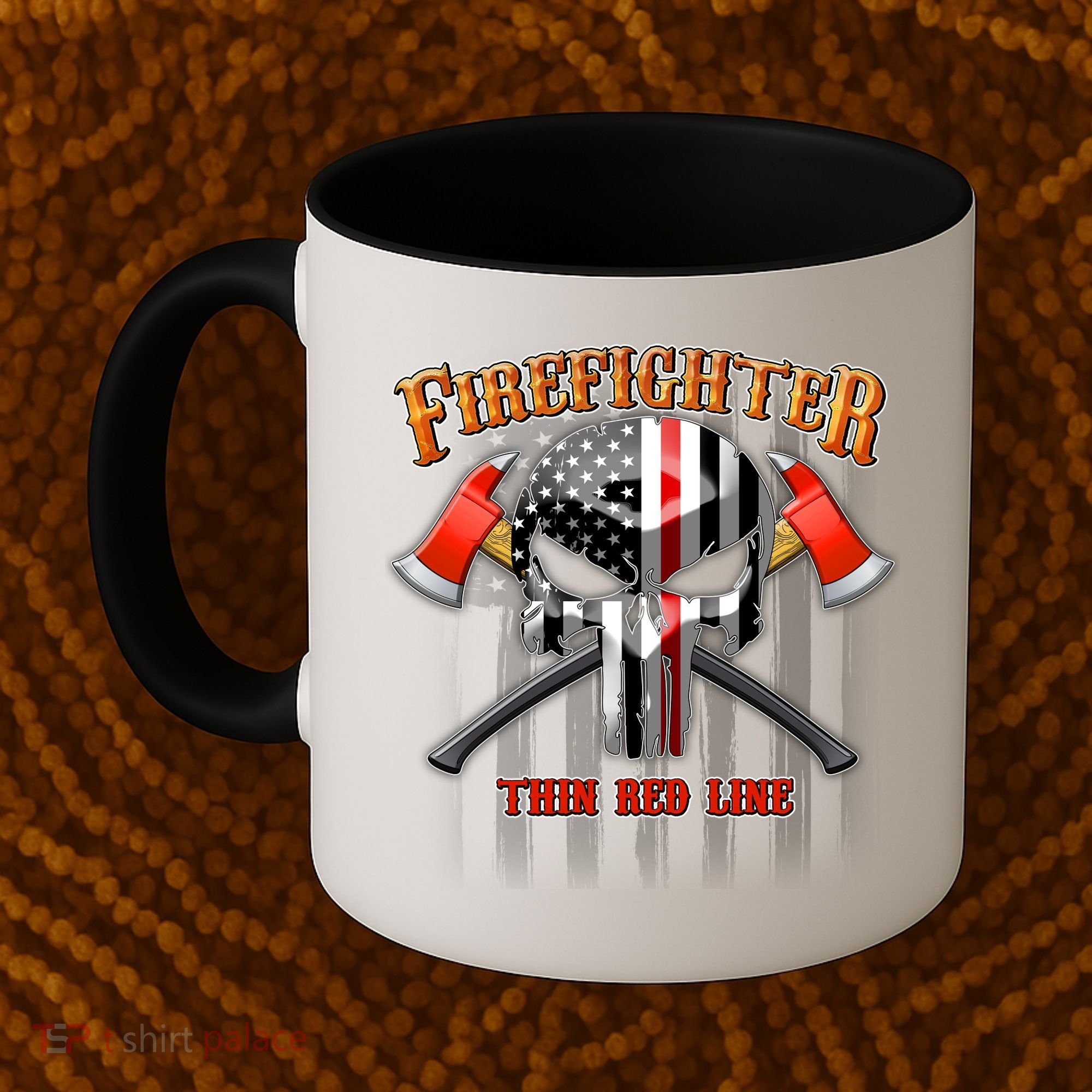 Firefighter Thin Red Line Flag Skull Coffee Mug