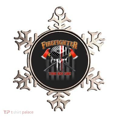 Firefighter Thin Red Line Flag Skull Ornament