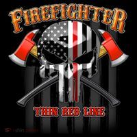 Firefighter Thin Red Line Flag Skull Ornament thumb 1