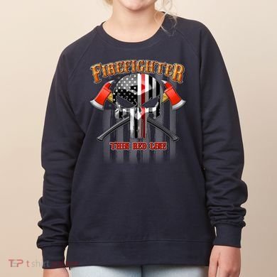 Firefighter Thin Red Line Flag Skull Women's Sweatshirt