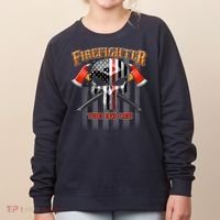 Firefighter Thin Red Line Flag Skull Women's Sweatshirt thumb 0