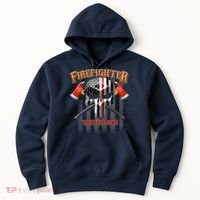 Firefighter Thin Red Line Flag Skull Hoodie thumb 0