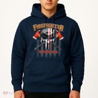 Firefighter Thin Red Line Flag Skull Hoodie thumb 2