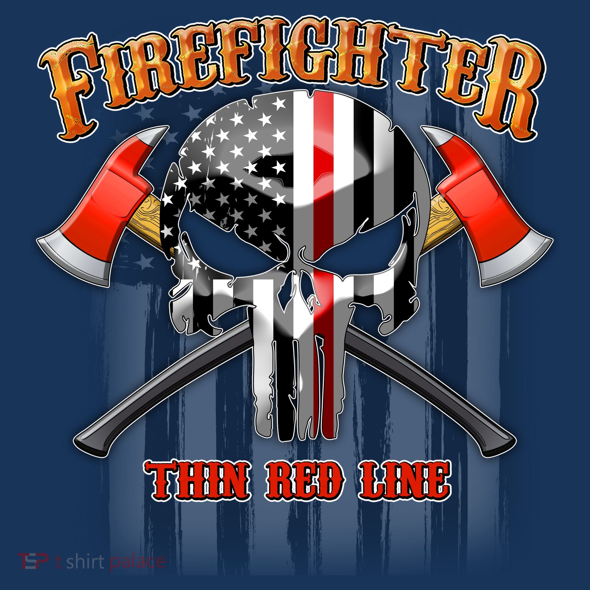 Firefighter Thin Red Line Flag Skull Hoodie