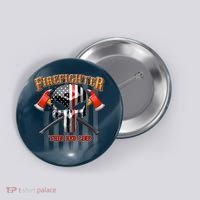 Firefighter Thin Red Line Flag Skull Button thumb 0