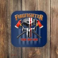 Firefighter Thin Red Line Flag Skull Coaster thumb 0