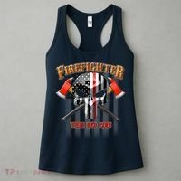 Firefighter Thin Red Line Flag Skull Women's Tank Top thumb 3