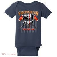 Firefighter Thin Red Line Flag Skull Baby Bodysuit thumb 0