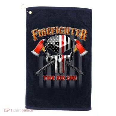 Firefighter Thin Red Line Flag Skull Golf Towel