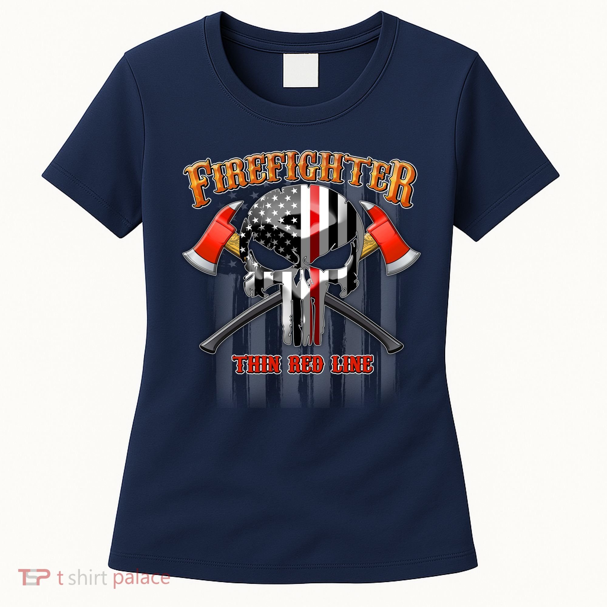Firefighter Thin Red Line Flag Skull Women's T-Shirt