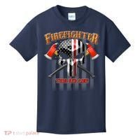 Firefighter Thin Red Line Flag Skull Kids T-Shirt thumb 0