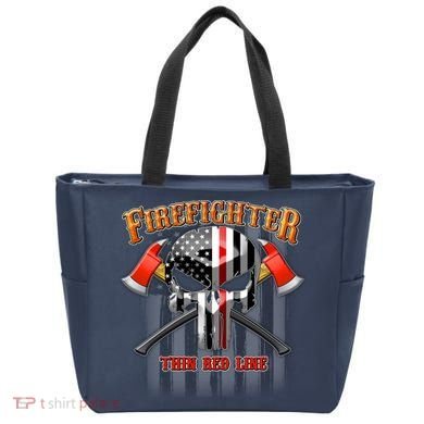 Firefighter Thin Red Line Flag Skull Tote Bag
