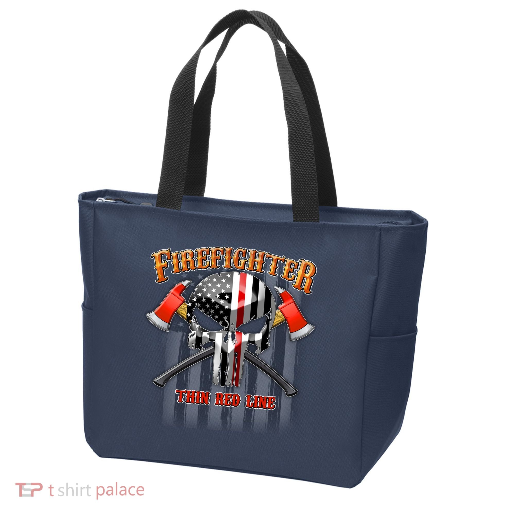 Firefighter Thin Red Line Flag Skull Tote Bag