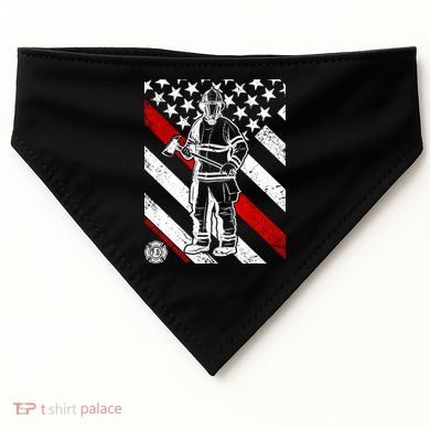 Firefighter Thin Red Line Serve Honor Rescue USA-Made Doggie Bandana