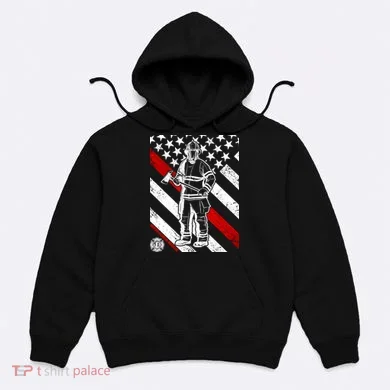 Firefighter Thin Red Line Serve Honor Rescue Hoodie