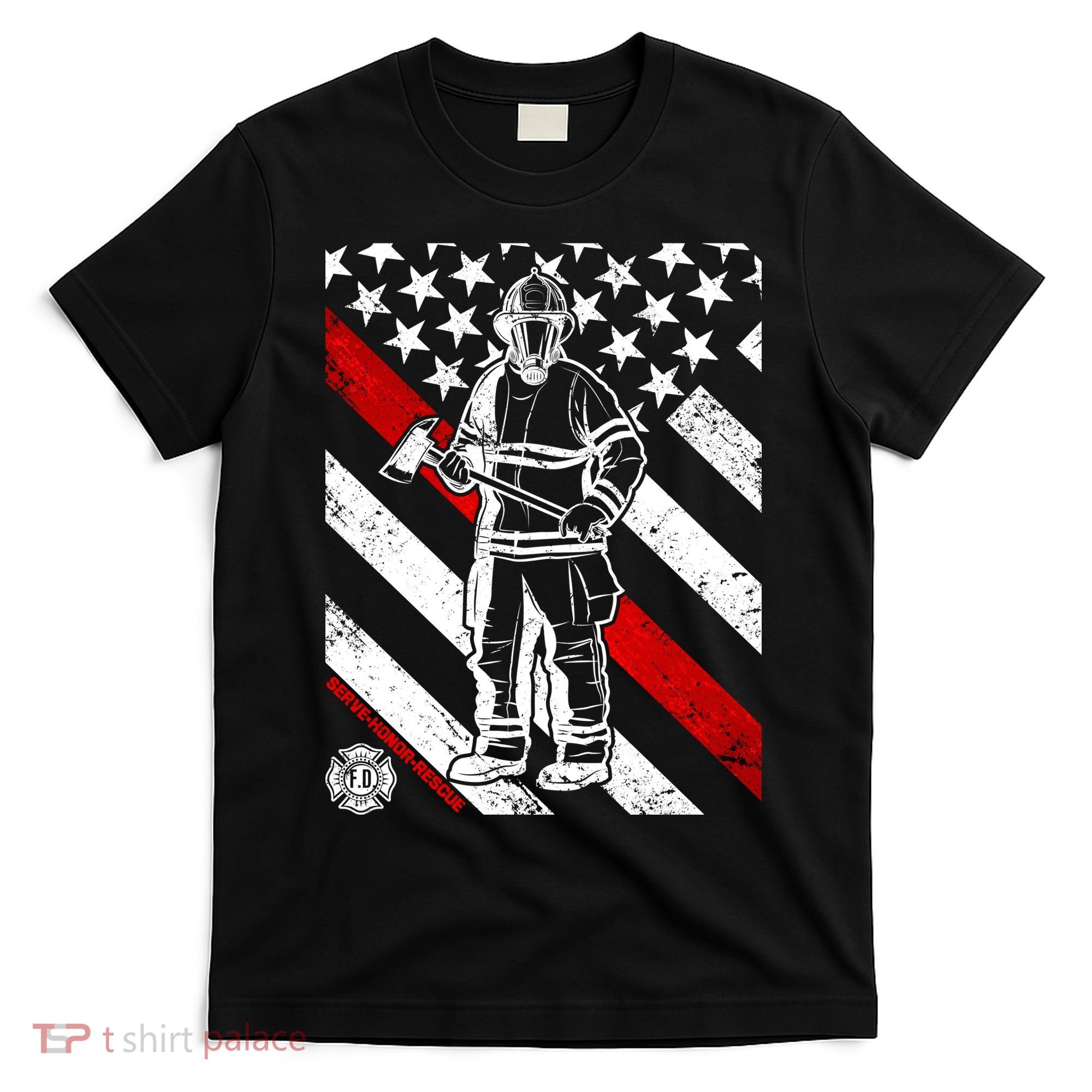 Firefighter Thin Red Line Serve Honor Rescue T-Shirt