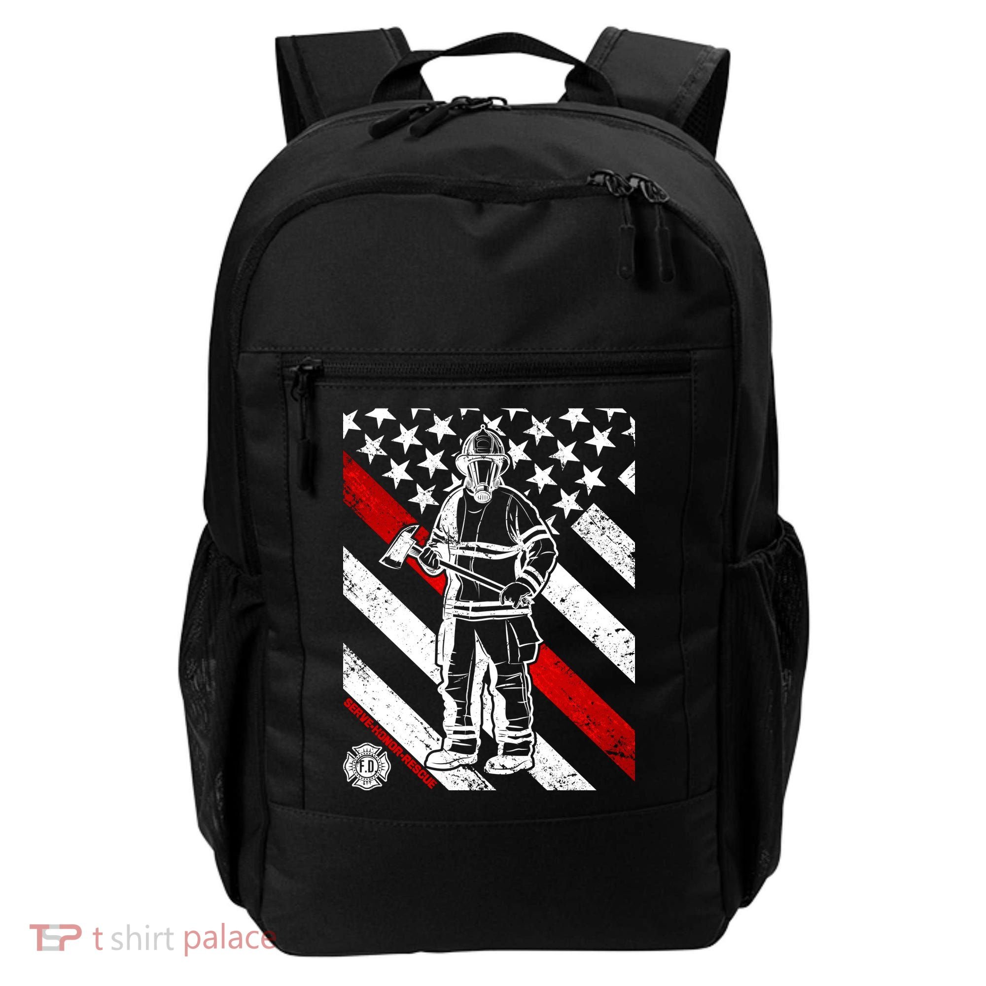 Firefighter Thin Red Line Serve Honor Rescue Backpack