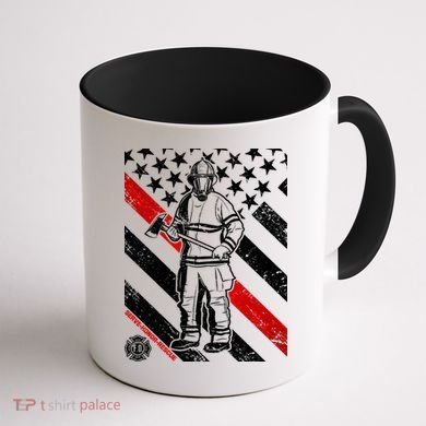 Firefighter Thin Red Line Serve Honor Rescue Coffee Mug back