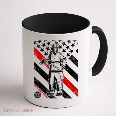 Firefighter Thin Red Line Serve Honor Rescue Coffee Mug back