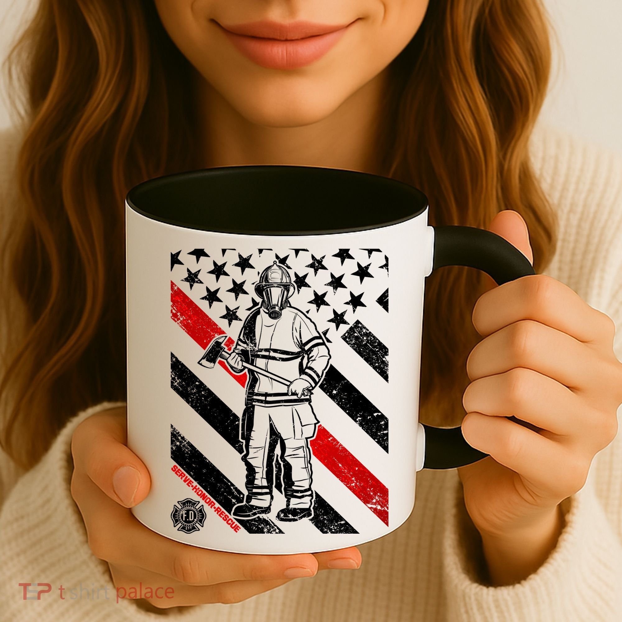 Firefighter Thin Red Line Serve Honor Rescue Coffee Mug
