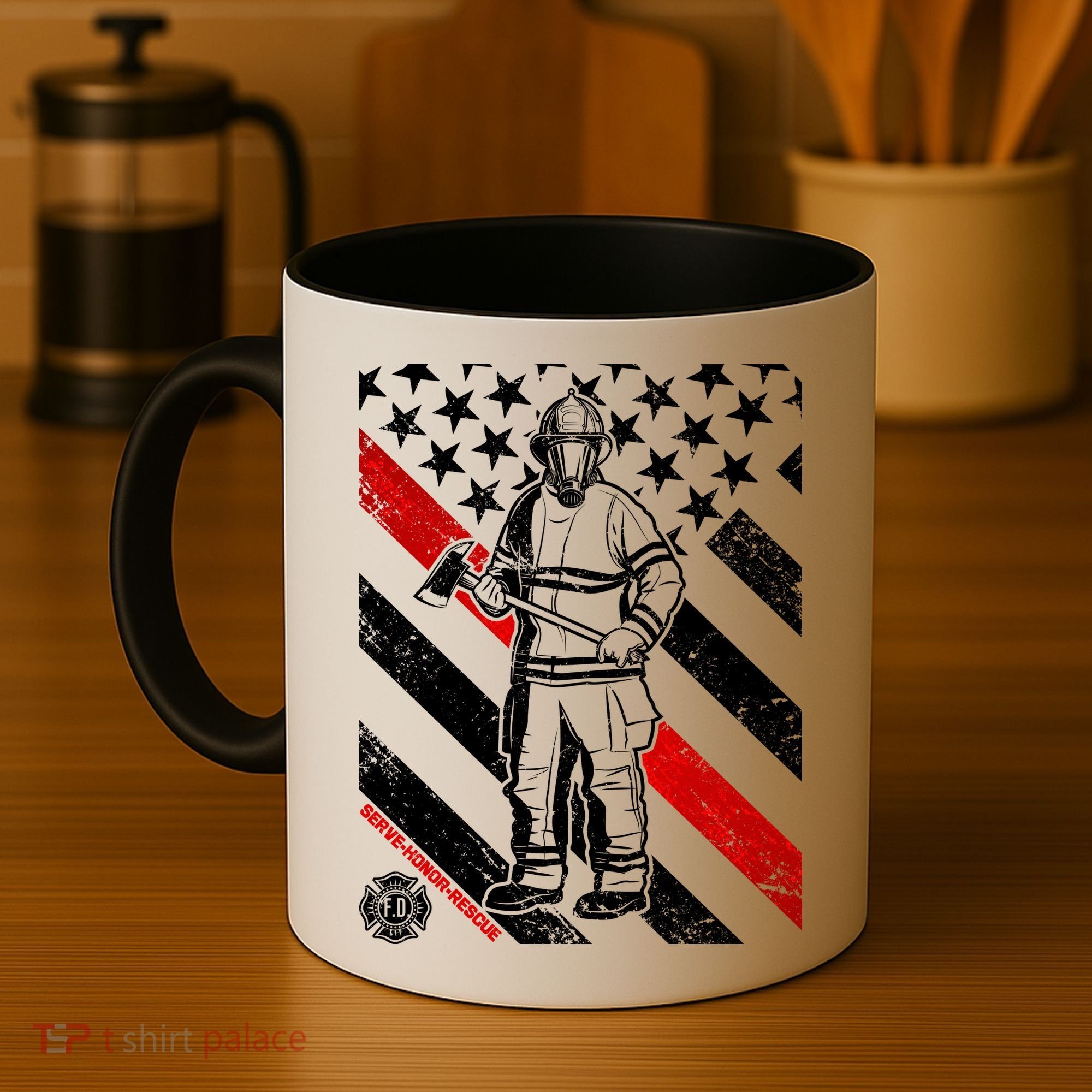 Firefighter Thin Red Line Serve Honor Rescue Coffee Mug