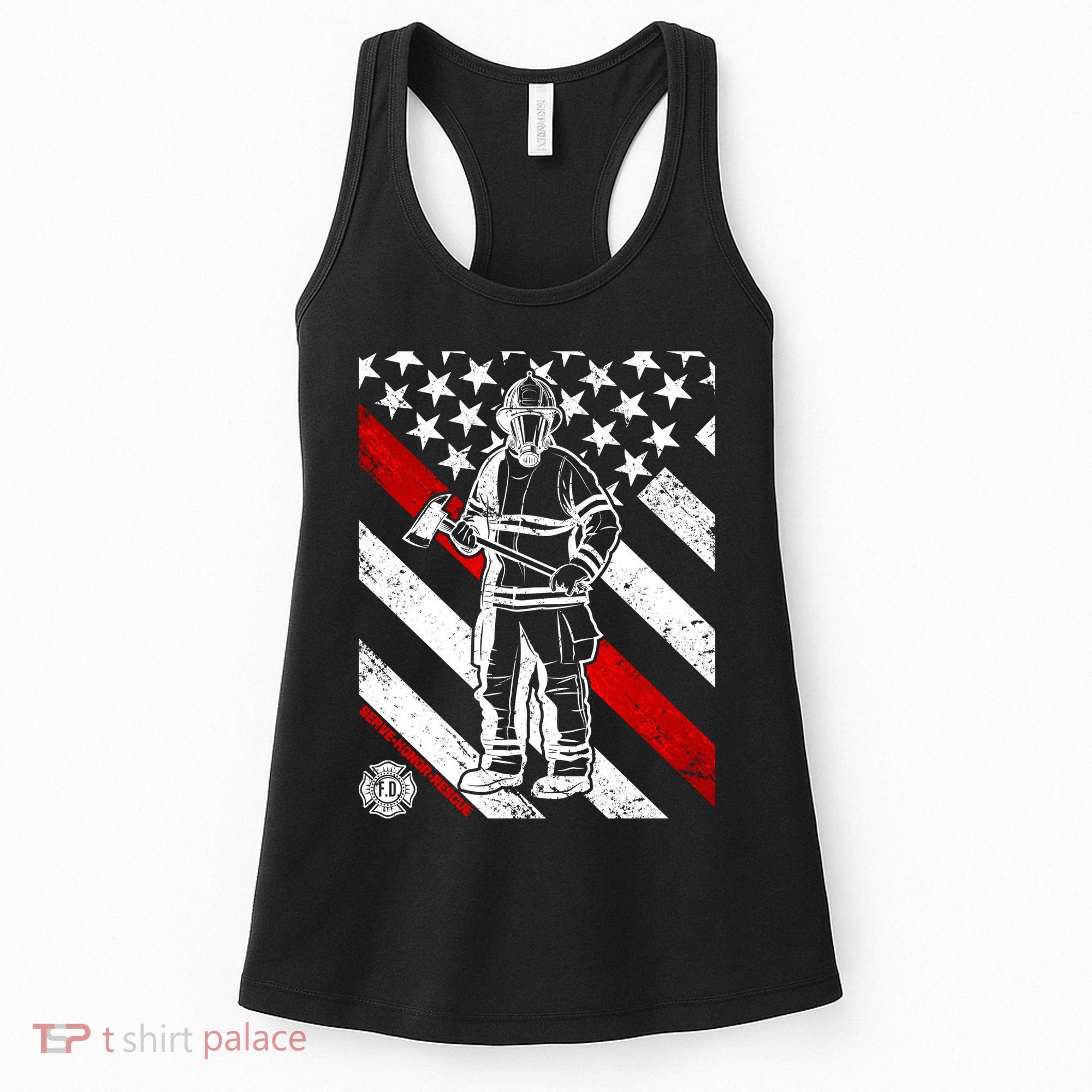 Firefighter Thin Red Line Serve Honor Rescue Women's Tank Top