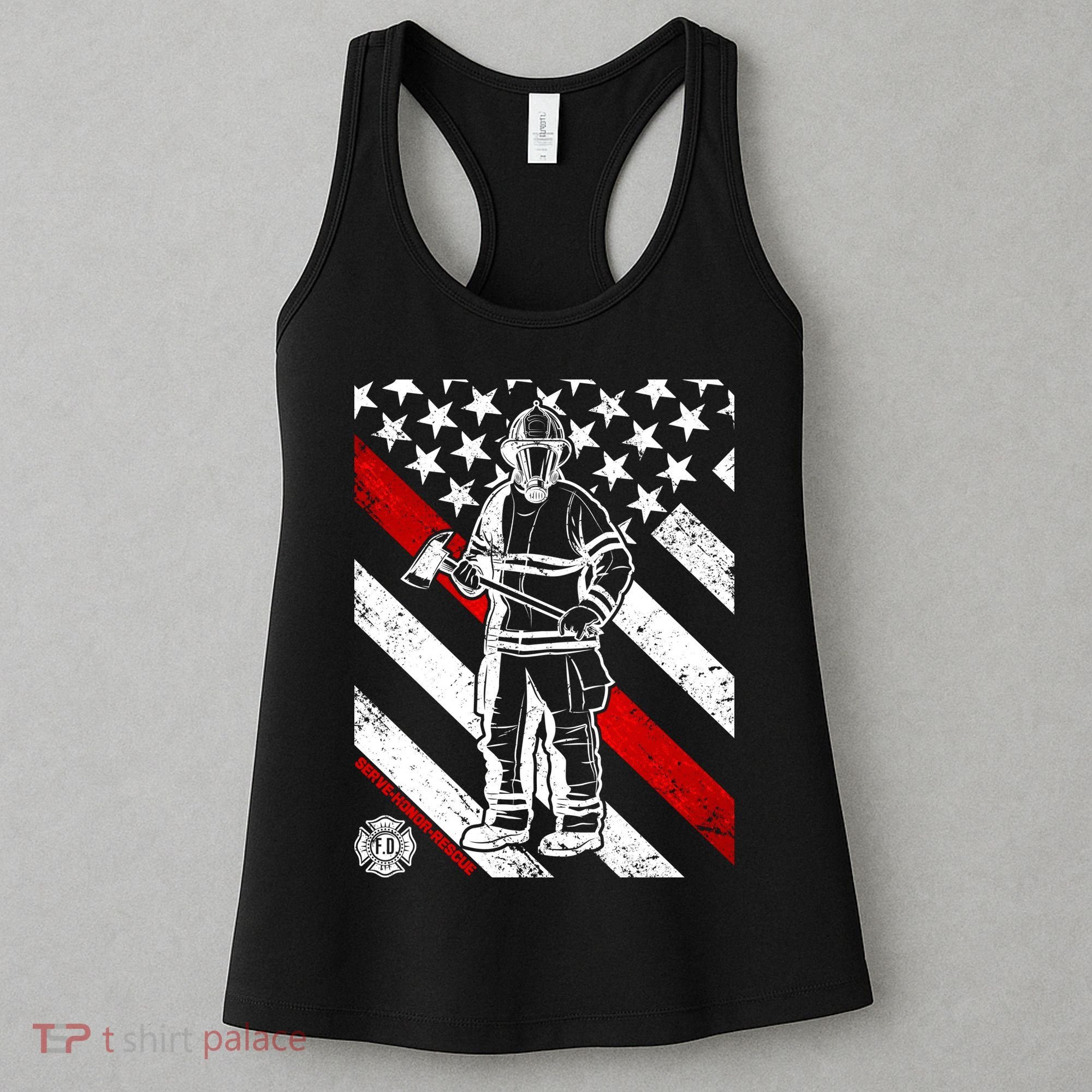 Firefighter Thin Red Line Serve Honor Rescue Women's Tank Top