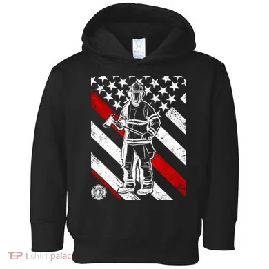 Firefighter Thin Red Line Serve Honor Rescue Toddler Hoodie