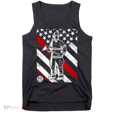 Firefighter Thin Red Line Serve Honor Rescue Tank Top