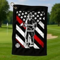 Firefighter Thin Red Line Serve Honor Rescue Golf Towel thumb 1