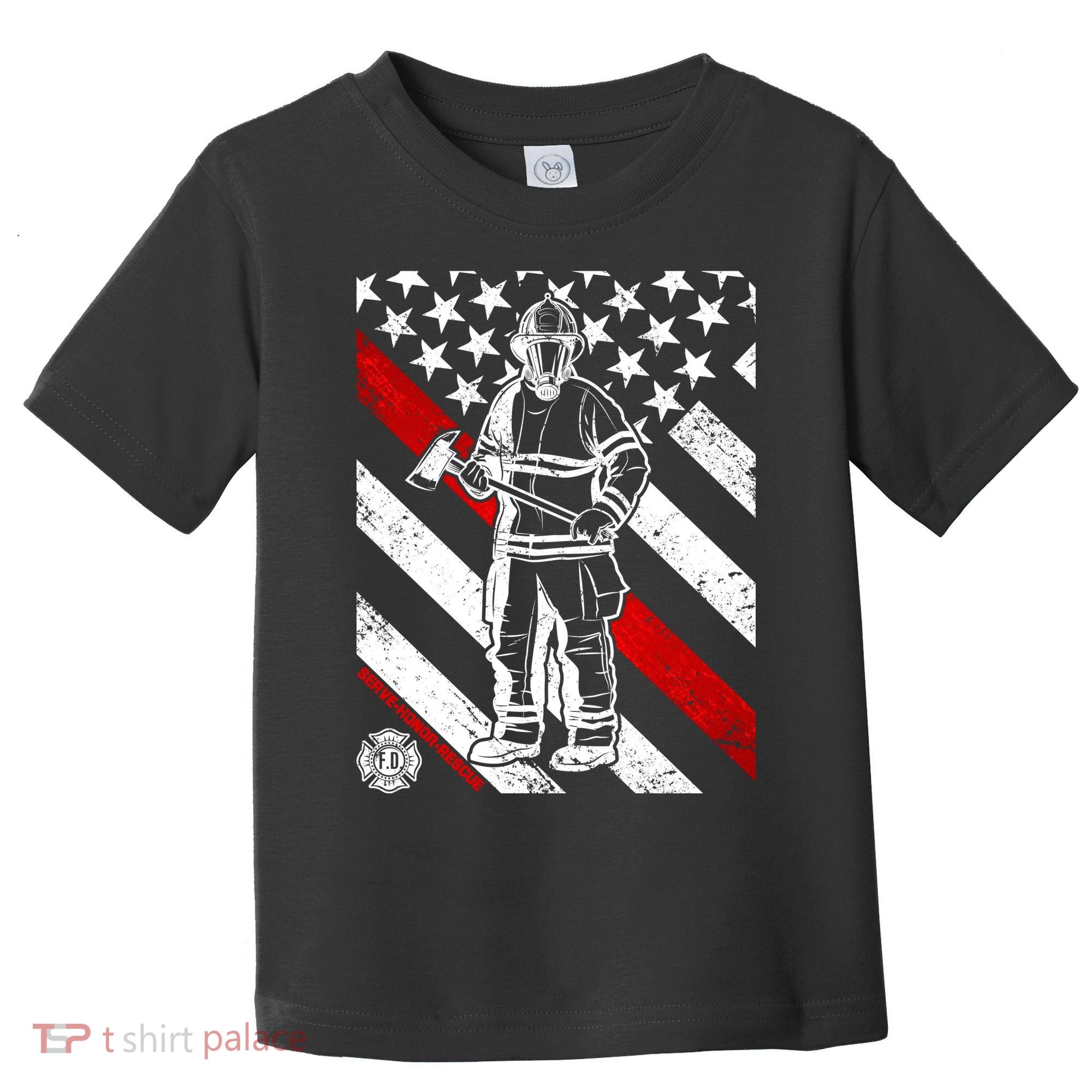 Firefighter Thin Red Line Serve Honor Rescue Toddler T-Shirt