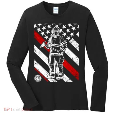 Firefighter Thin Red Line Serve Honor Rescue Women's Long Sleeve Shirt