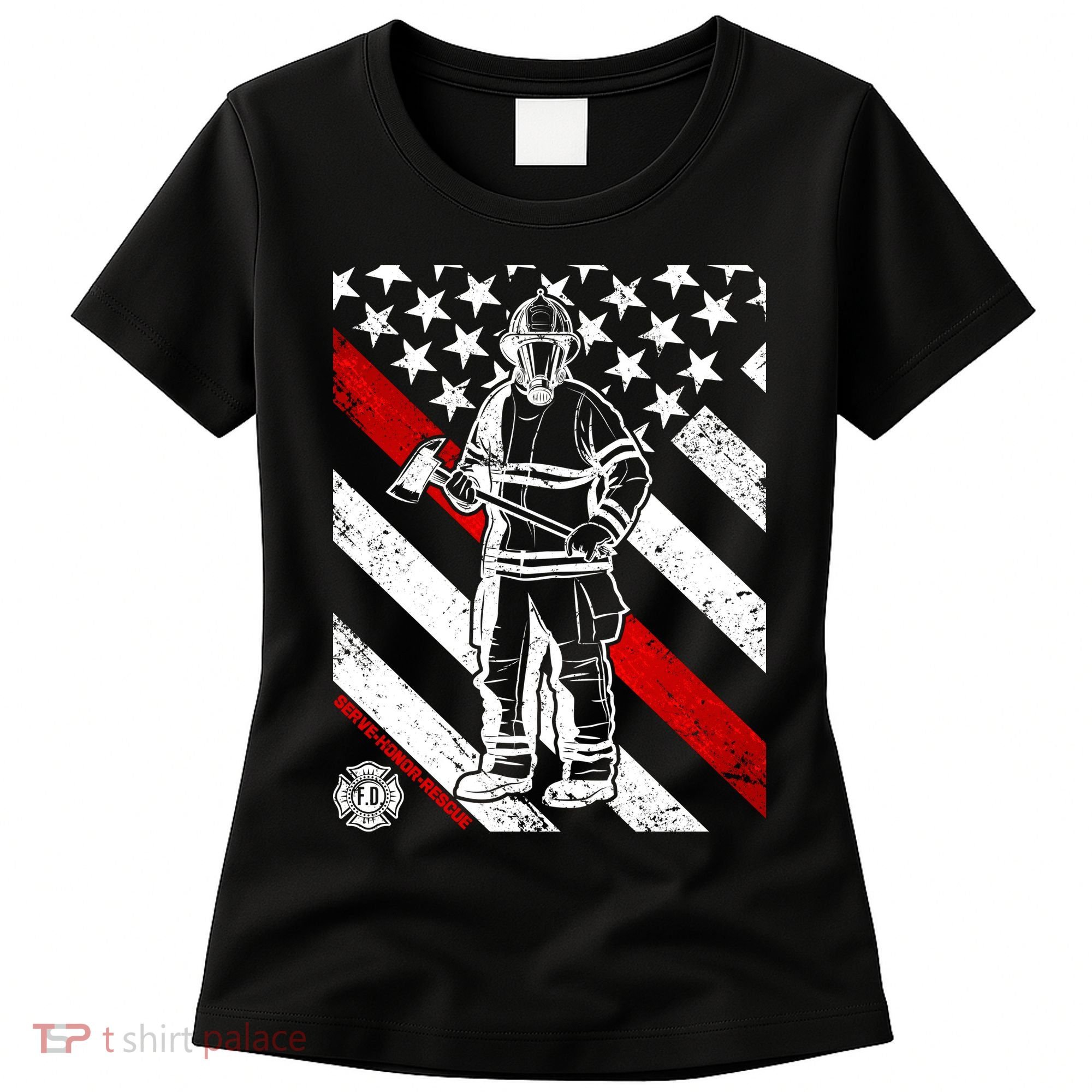 Firefighter Thin Red Line Serve Honor Rescue Women's T-Shirt