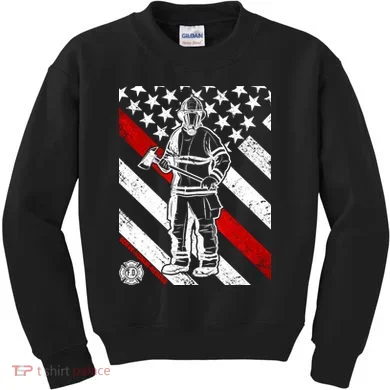 Firefighter Thin Red Line Serve Honor Rescue Kids Sweatshirt